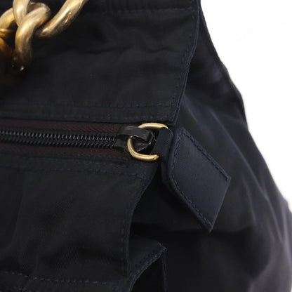 Prada Metal Handles Tote Tessuto, Navy, Nylon, Tote Bag