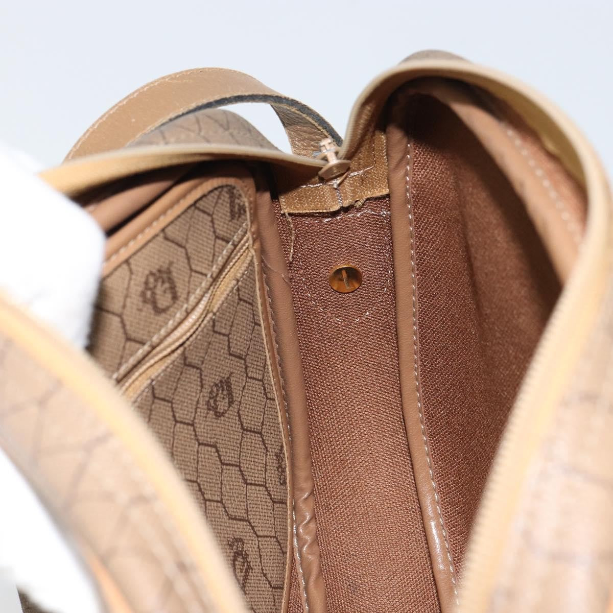 Christian Dior Vintage Honeycomb Shoulder Bag Canvas and Leather, BEIGE, CANVAS, Shoulder bag