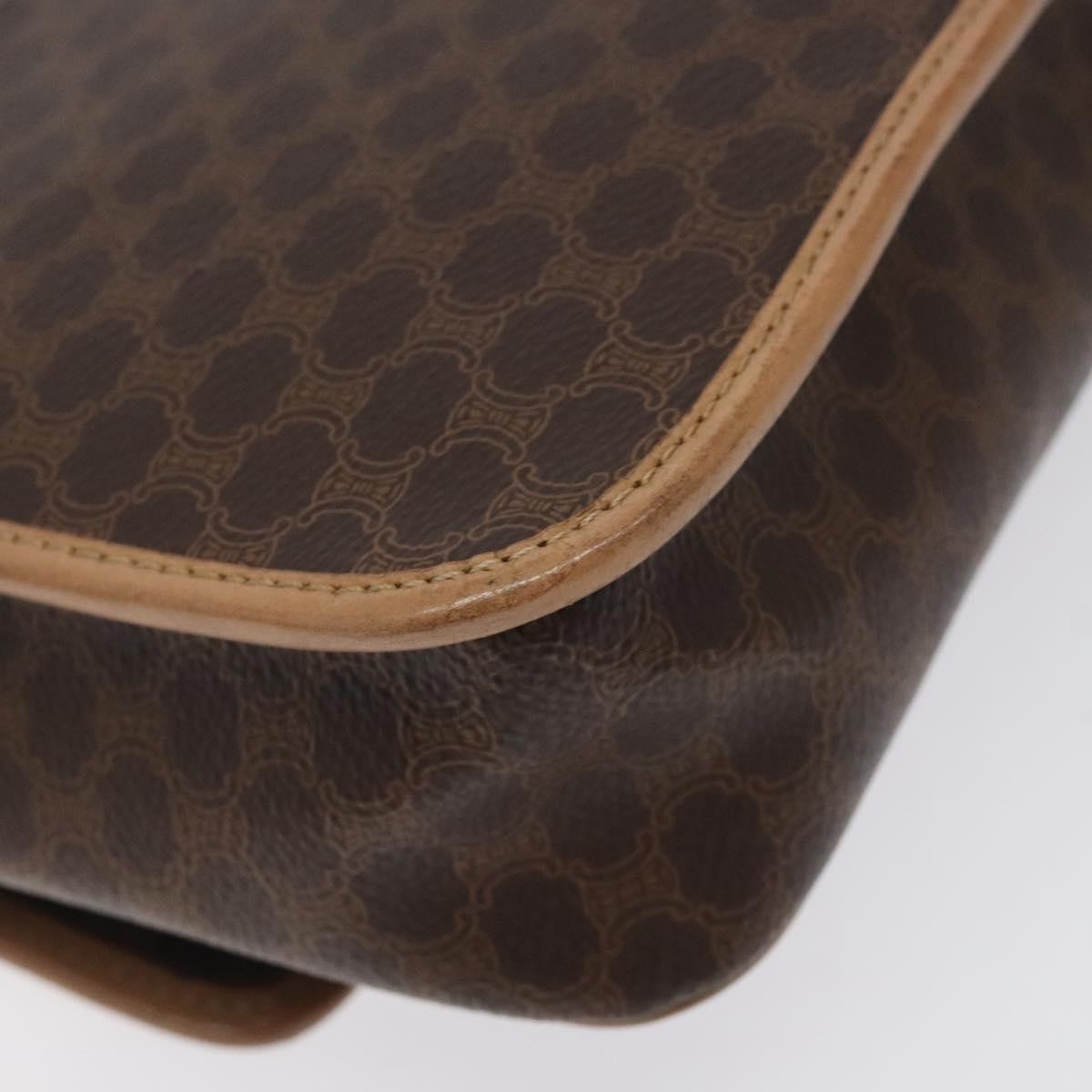 Celine Vintage Macadam Circle Logo Shoulder Bag Canvas and Leather, Brown, Canvas, Shoulder Bag