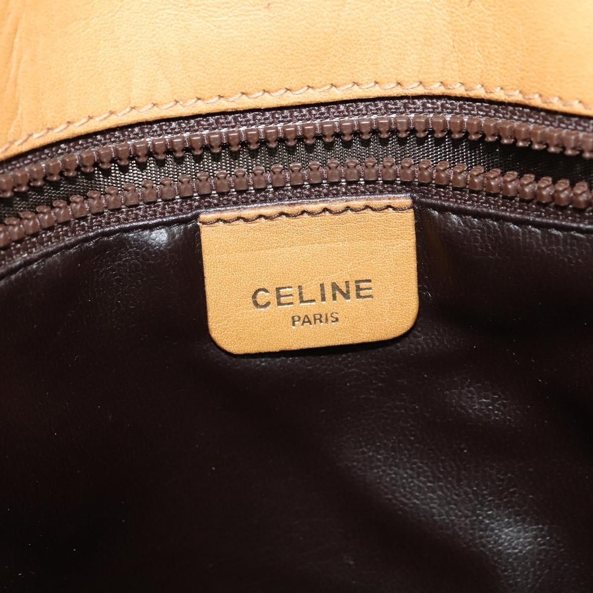Celine Vintage Macadam Shoulder Bag Canvas and Leather, Beige, Canvas, Shoulder Bag