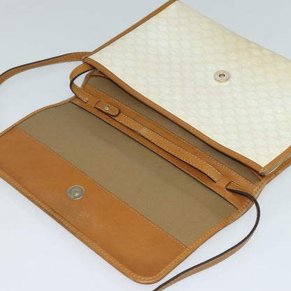 Celine Vintage Macadam Shoulder Bag Canvas and Leather, WHITE, CANVAS, Shoulder bag