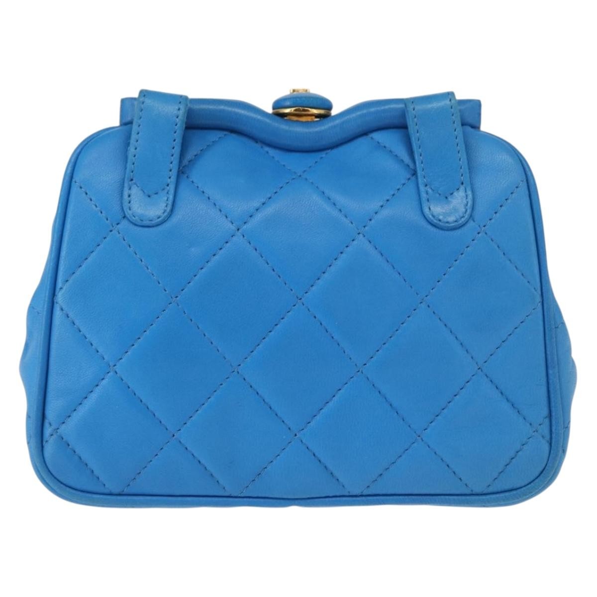 Chanel Vintage Diamond CC Tassel Waist Bag Quilted Lambskin, BLUE, LEATHER, Clutche & pouche
