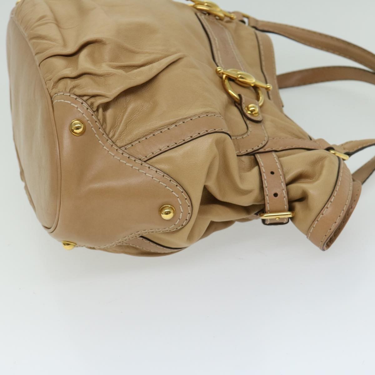 Gucci Vintage Horsebit Shoulder bag Leather, BEIGE, LEATHER, Shoulder bag