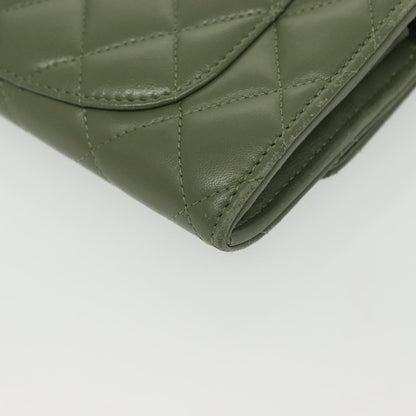 Chanel CC Gusset Classic Flap Wallet Quilted Lambskin, GREEN, LEATHER, Wallets