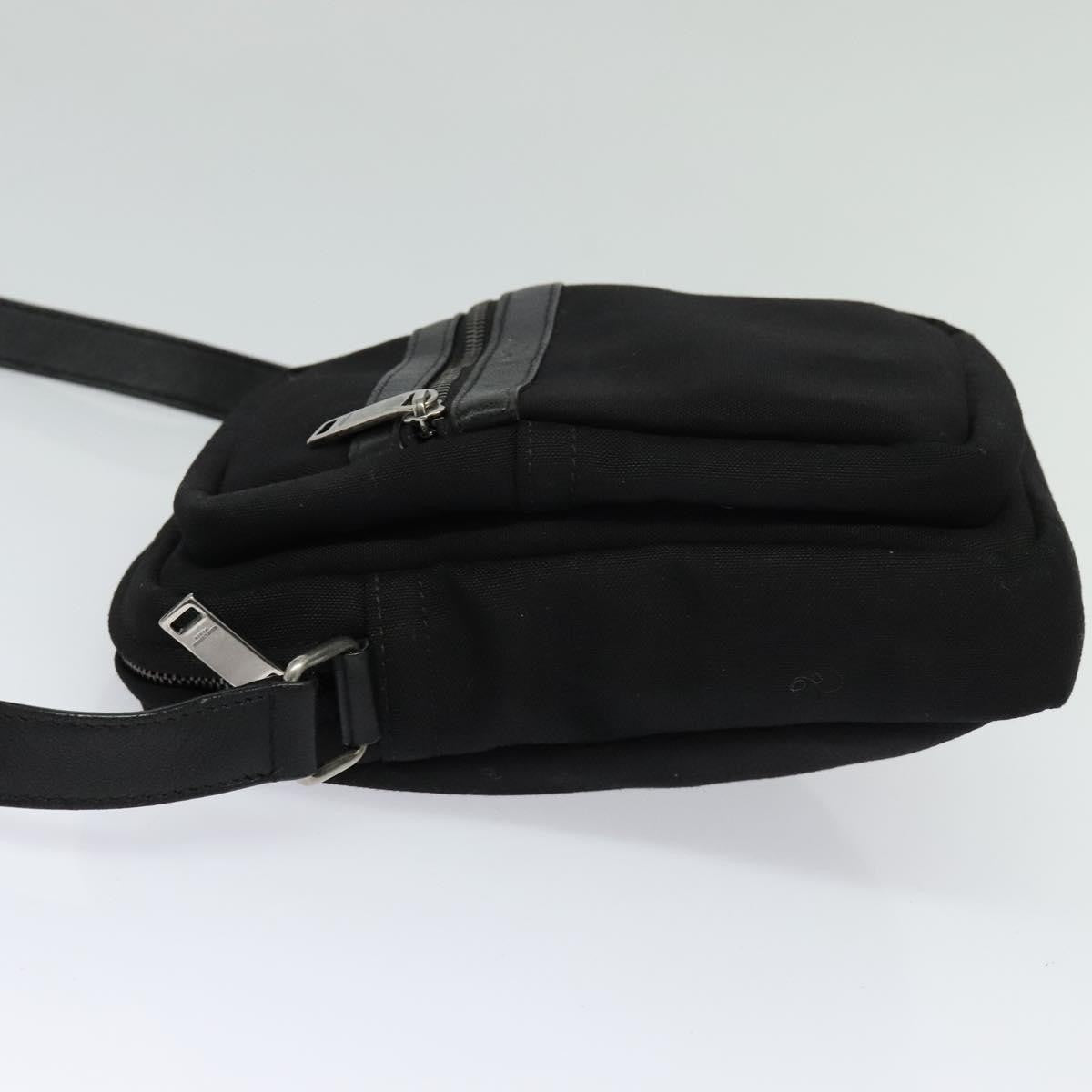 Saint Laurent Front Pocket Crossbody Bag Canvas, BLACK, CANVAS, Shoulder bag