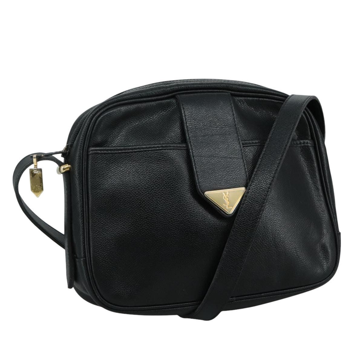 Saint Laurent Vintage Shoulder Bag Leather, BLACK, LEATHER, Shoulder bag