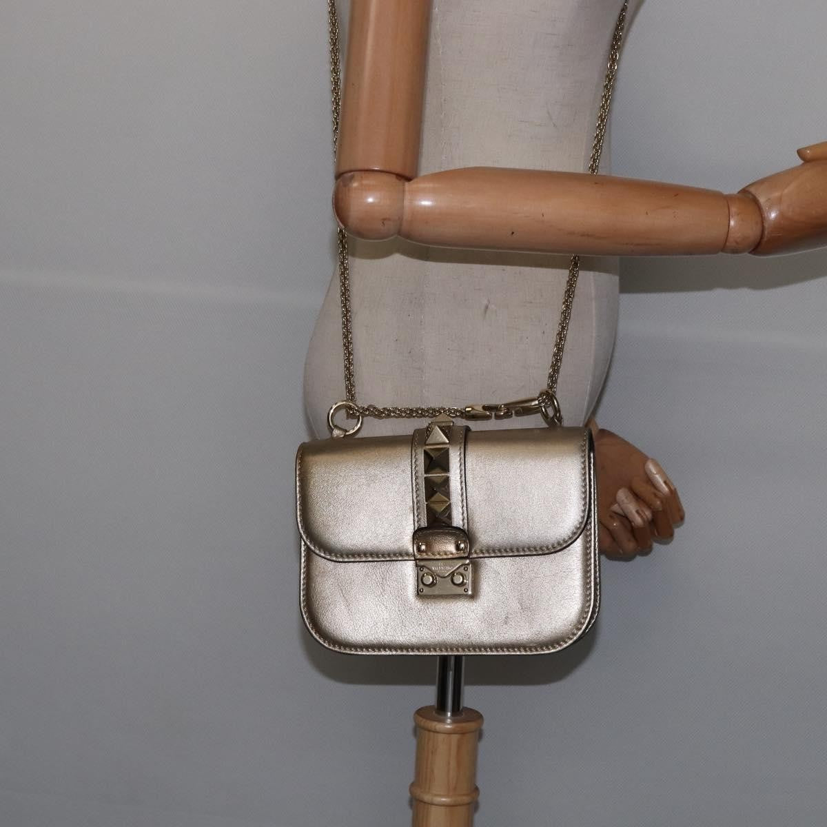 Valentino Garavani Glam Lock Shoulder Bag Leather, GOLD, LEATHER, Shoulder bag