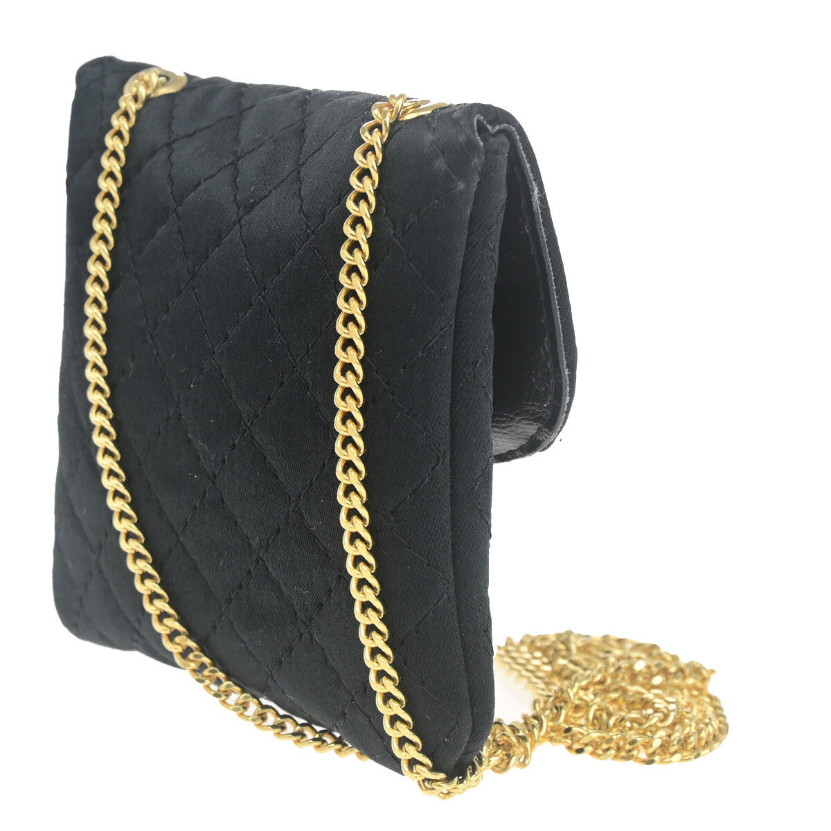 Chanel CC Logo Micro Matelasse Shoulder Bag Pouch Canvas, BLACK, CANVAS, Shoulder bag