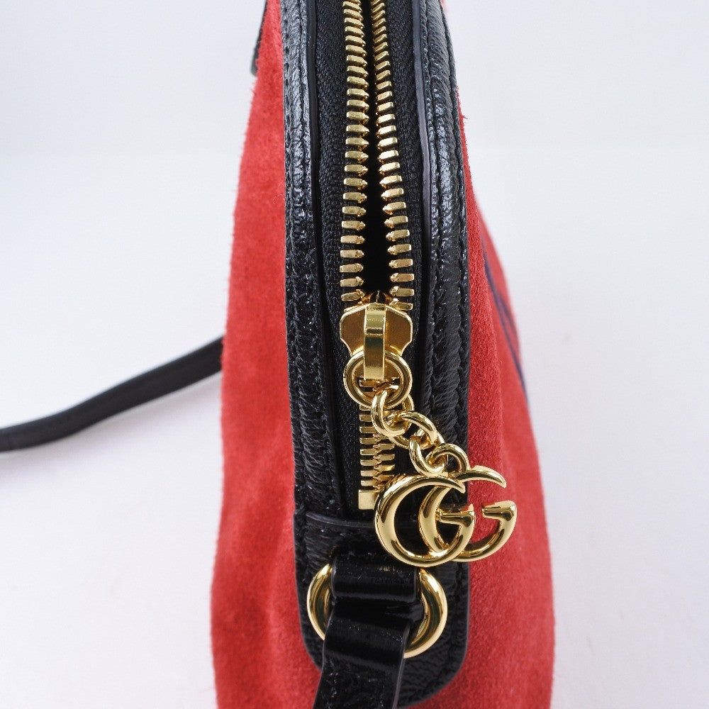 Gucci Ophidia Dome Shoulder Bag Suede, RED, SUEDE, Shoulder bag