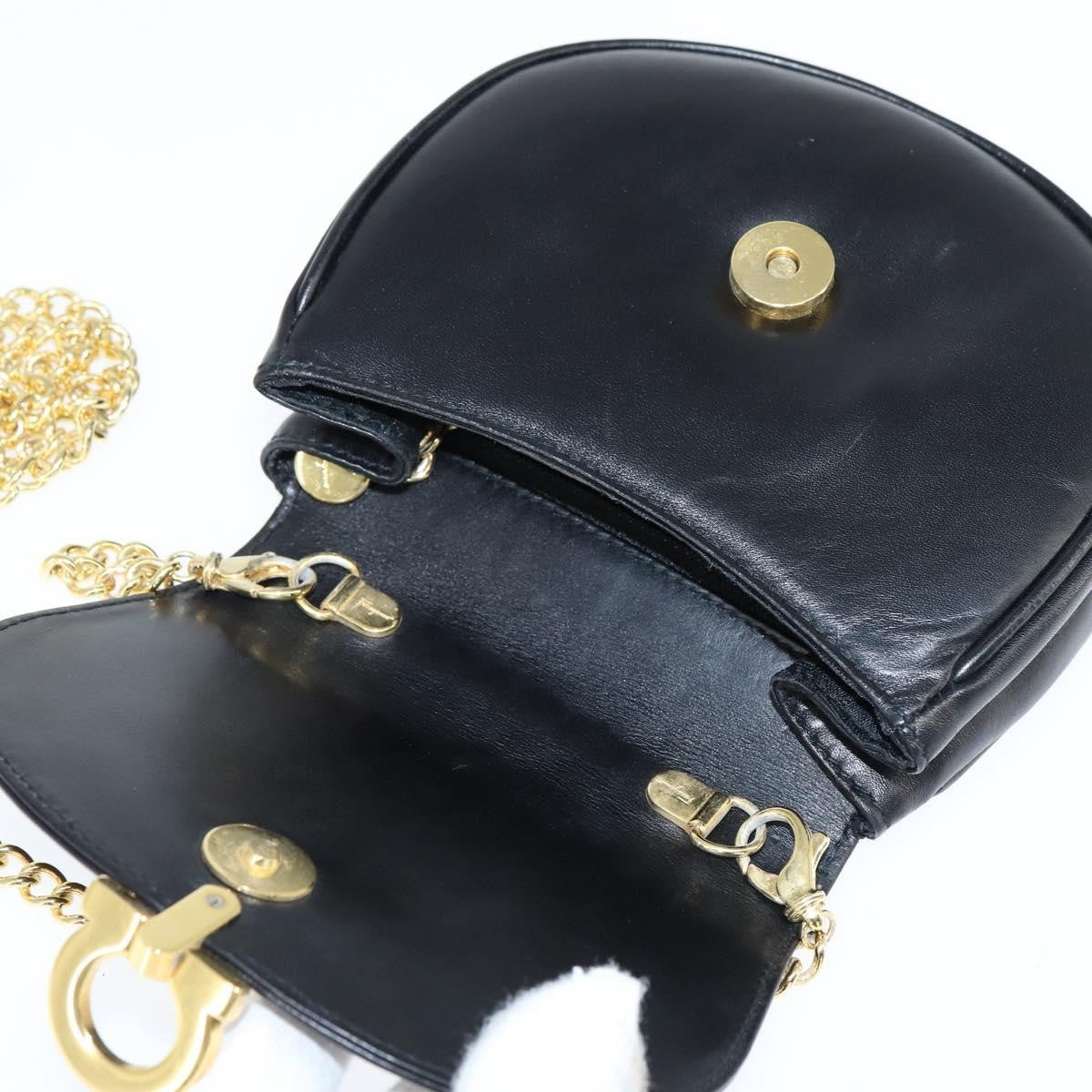 Salvatore Ferragamo Gancini Chain Shoulder bag Leather, BLACK, LEATHER, Shoulder bag