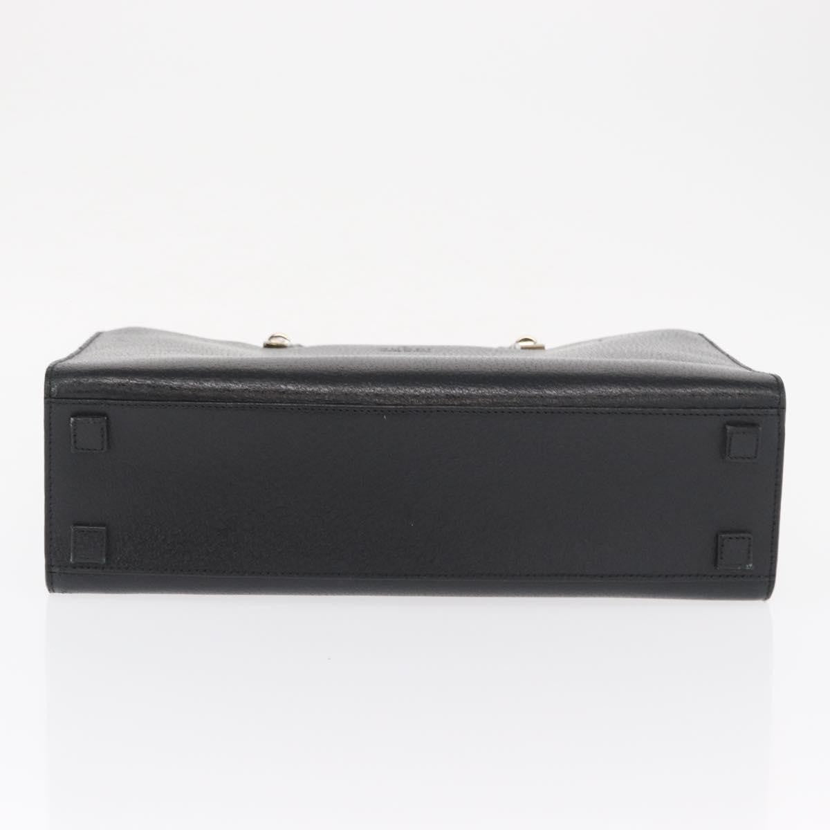 Gucci Vintage Bamboo Handle Bag Leather, BLACK, LEATHER, Handbag