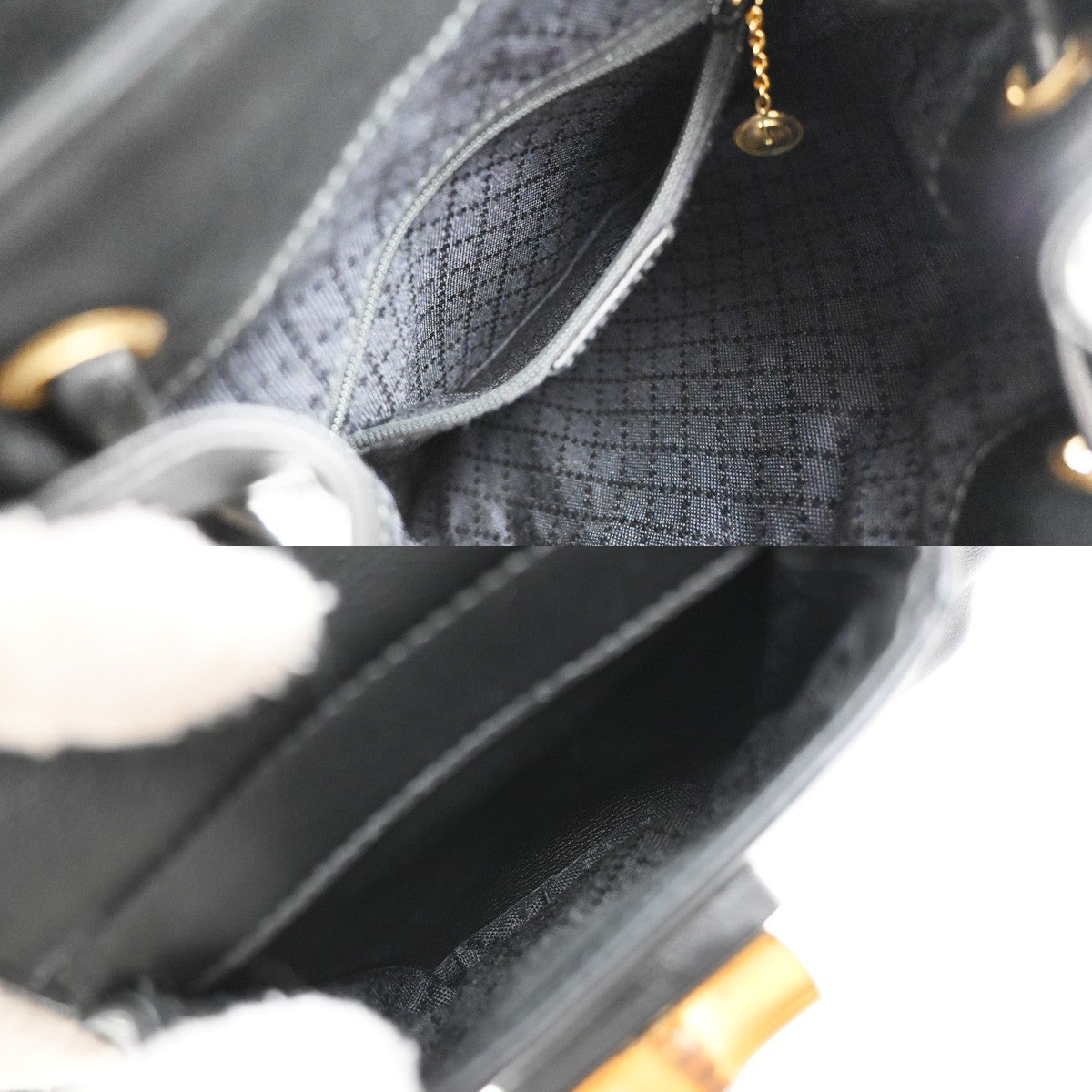 Gucci Vintage Bamboo Backpack Leather, BLACK, LEATHER, Backpack
