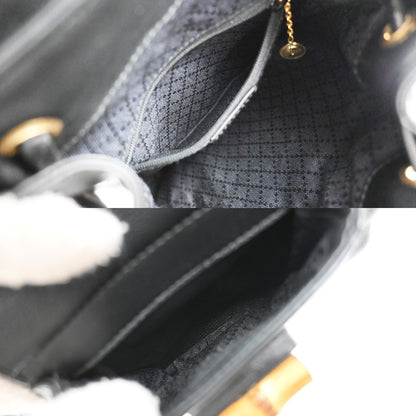 Gucci Vintage Bamboo Backpack Leather, BLACK, LEATHER, Backpack