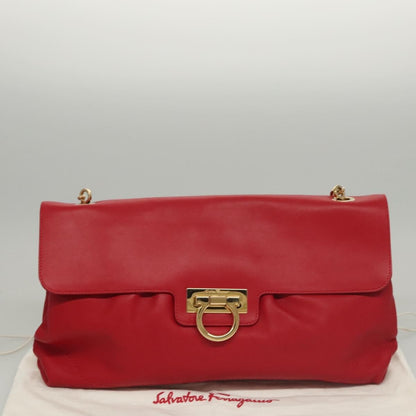 Salvatore Ferragamo Gancini Chain Shoulder bag Leather, RED, LEATHER, Shoulder bag