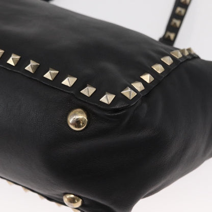 Valentino Garavani Rockstud Tote Textured Leather, BLACK, LEATHER, Tote bag