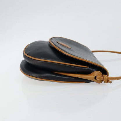 Celine Vintage Flap Shoulder Bag Leather, NAVY, LEATHER, Shoulder bag