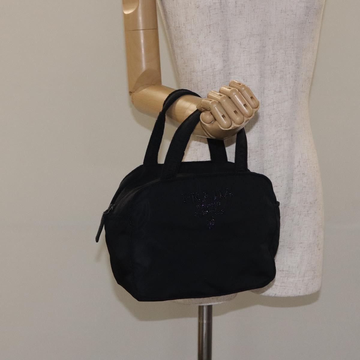 Prada Vintage Zip Handbag Tessuto, BLACK, NYLON, Handbag