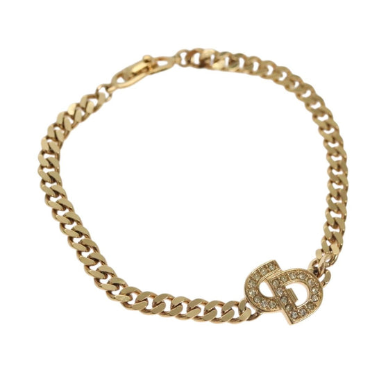 Christian Dior CD Pendant Necklace Metal and Crystals, GOLD, METAL, Bracelet