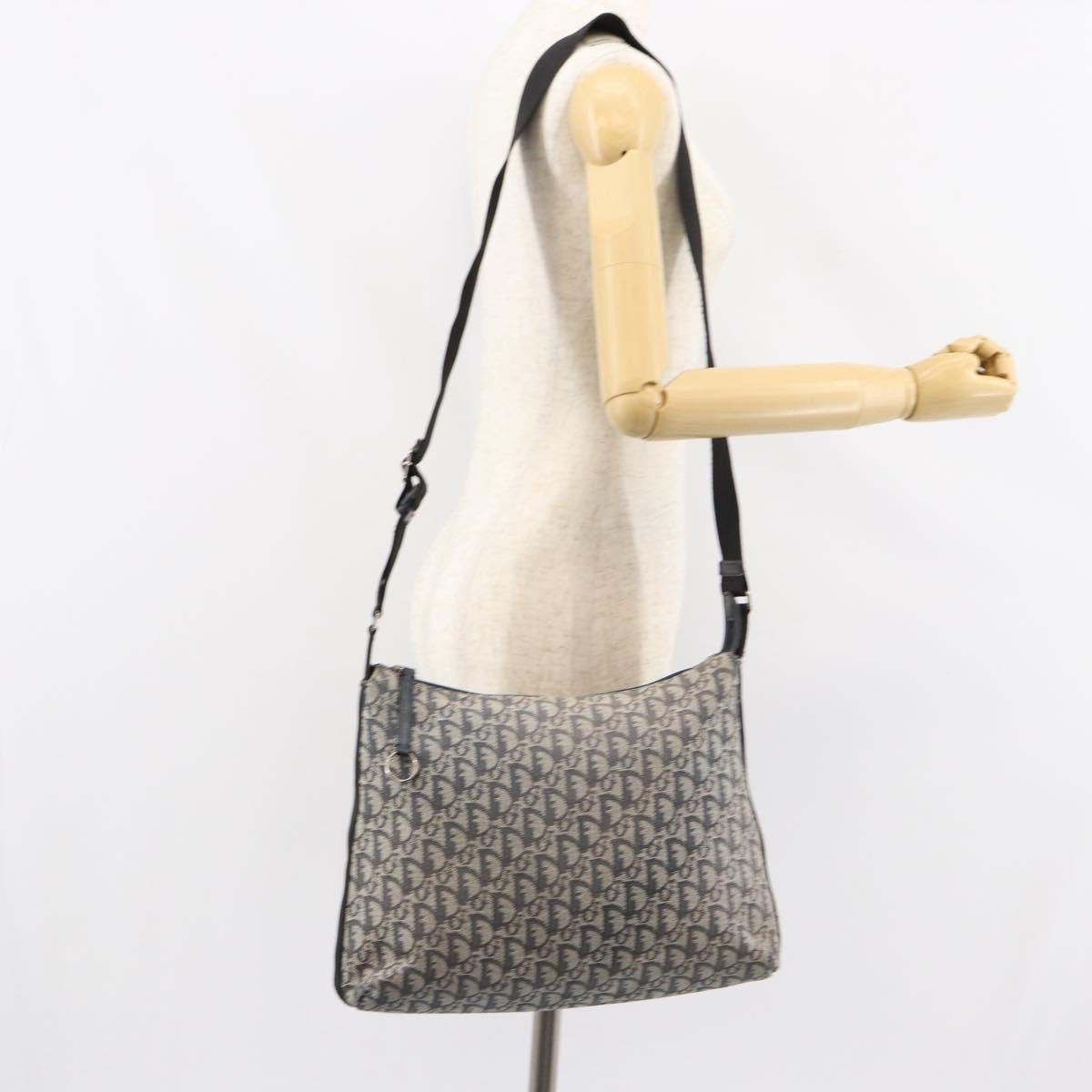 Christian Dior Vintage Trotter Shoulder Bag Canvas, NAVY, CANVAS, Shoulder bag