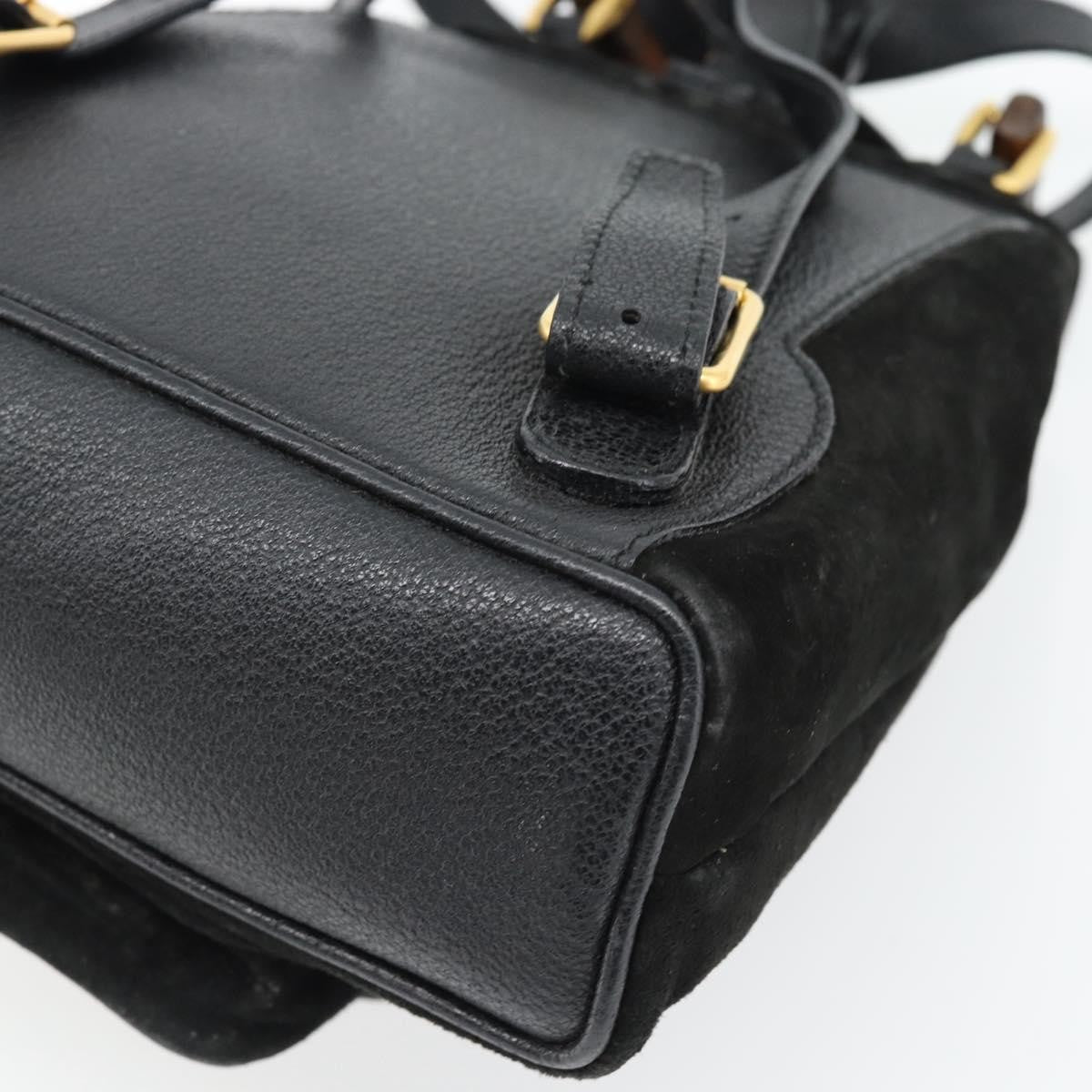 Gucci Vintage Bamboo Backpack Suede, Black, Suede, Backpack