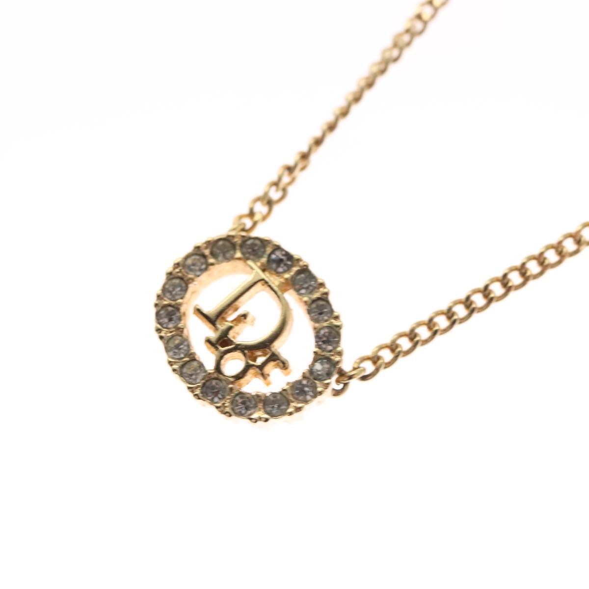 Christian Dior Vintage Logo Round Pendant Necklace Metal, GOLD, METAL, Necklace