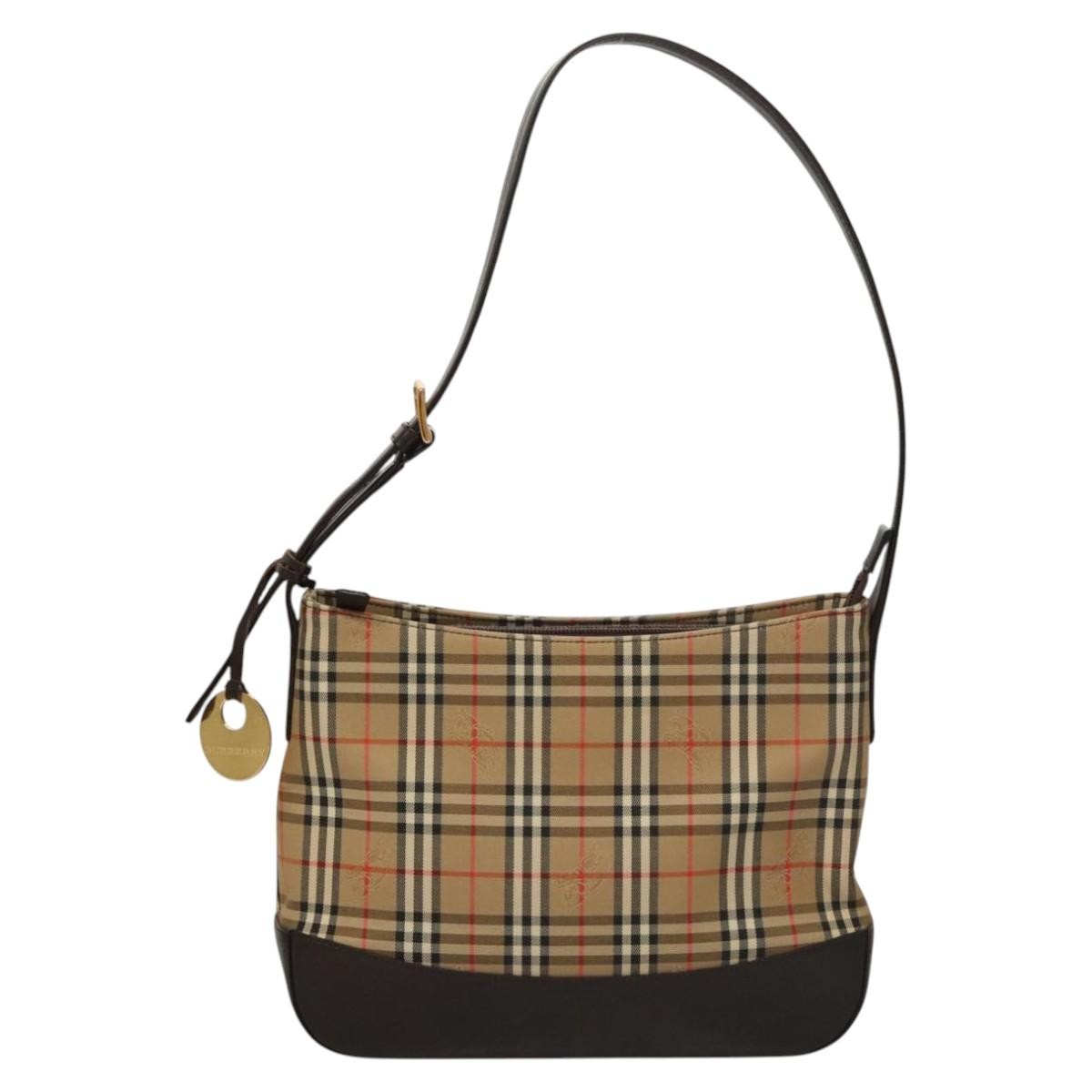 Burberry Shoulder Bag Nova Check Canvas, BEIGE, CANVAS, Shoulder bag