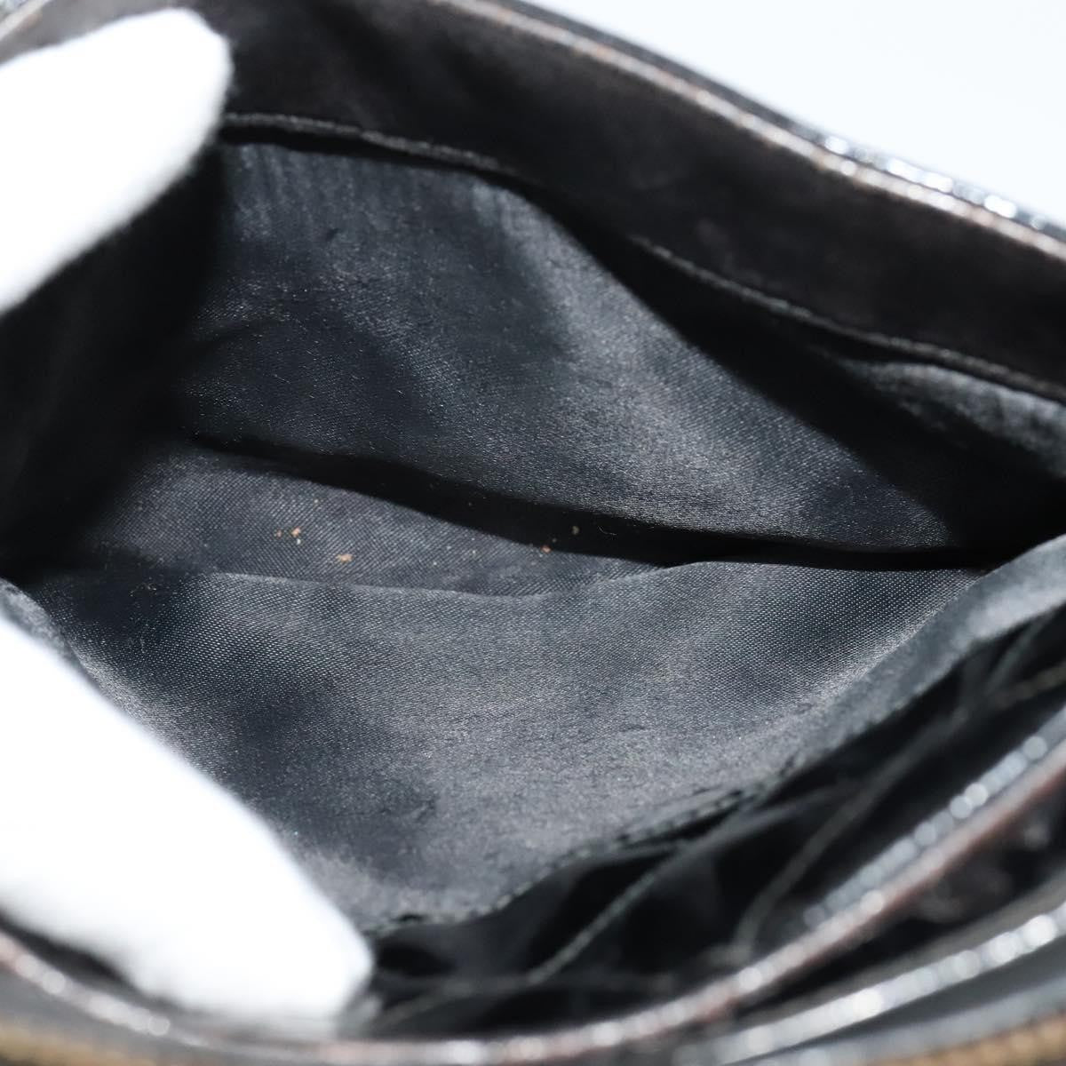 Chanel Vintage Square Front Pocket Camera Bag Quilted Patent, BLACK, LEATHER, Crossbody bag