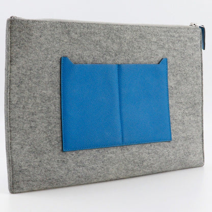 Hermes Toodoo Pouch Epsom and Wool, BLUE, WOOL, Clutche & pouche