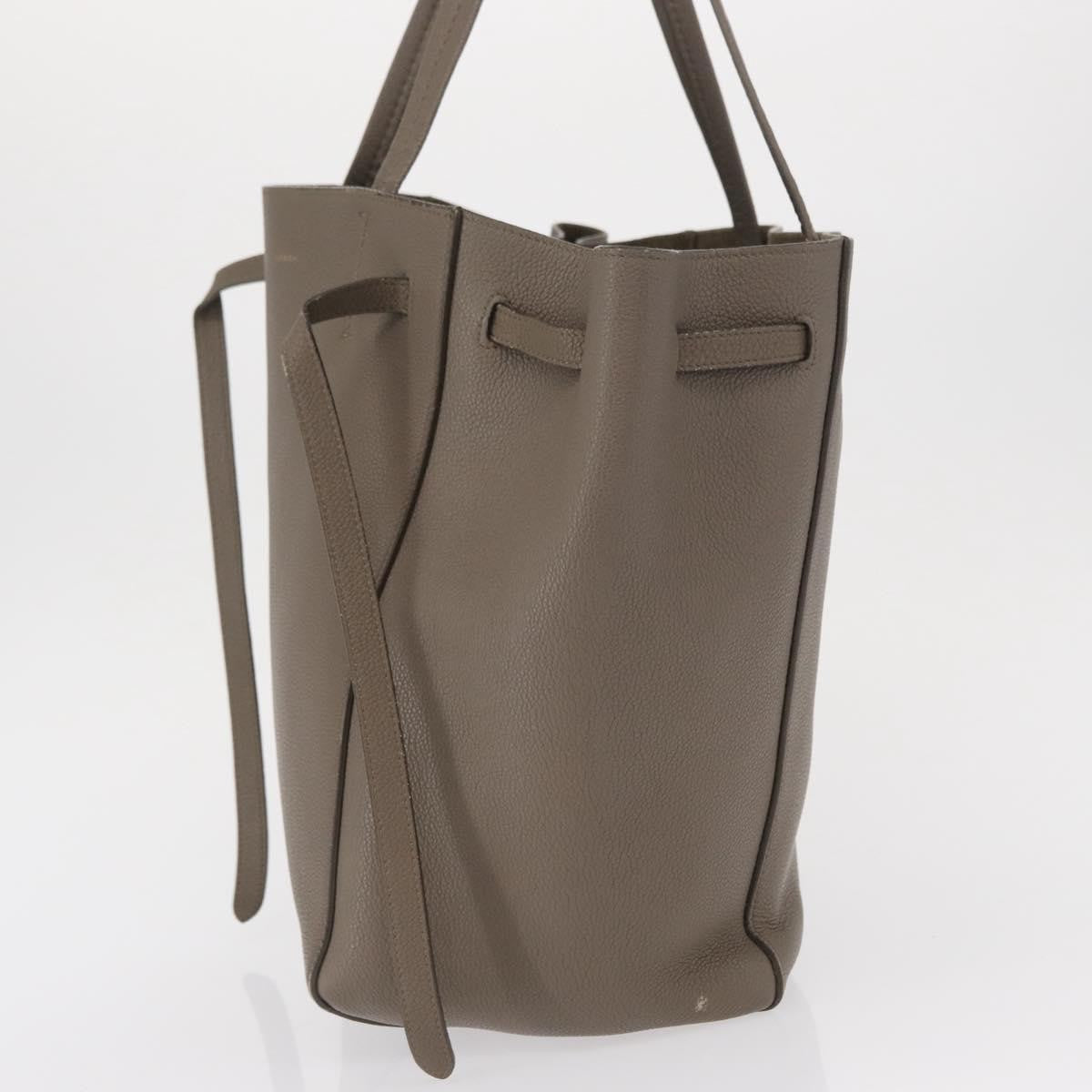 Celine Phantom Tie Cabas Tote Leather, GRAY, LEATHER, Tote bag