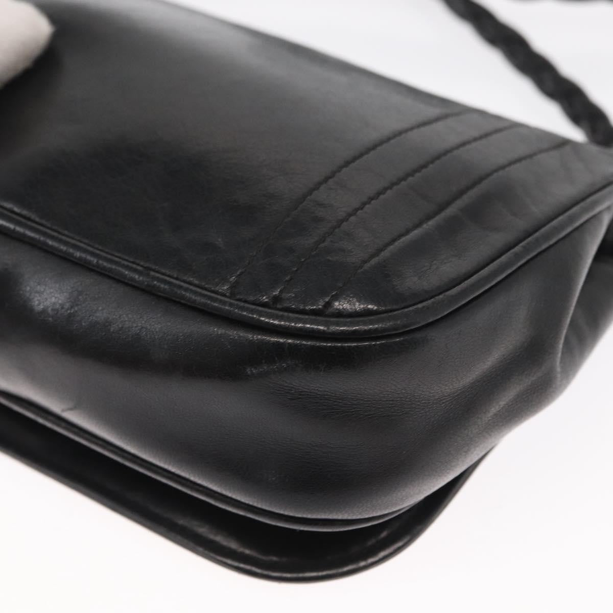 Chanel Vintage CC Stitch Flap Bag Leather, BLACK, LEATHER, Shoulder bag