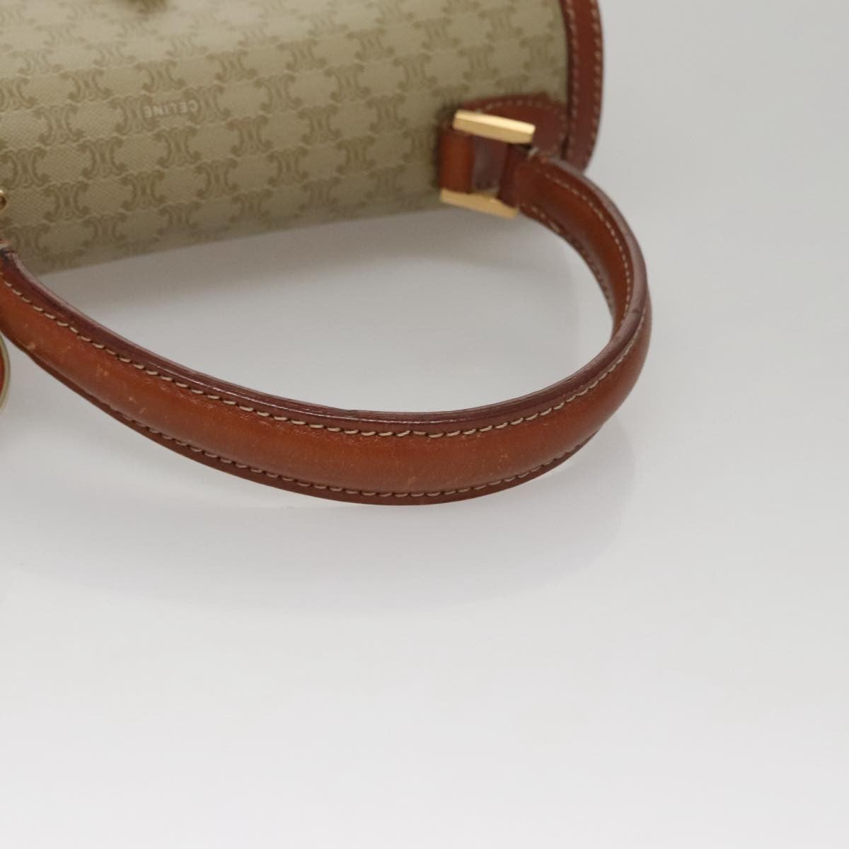 Celine Vintage Convertible Top Handle Bag Macadam Coated Canvas, BEIGE, CANVAS, Handbag