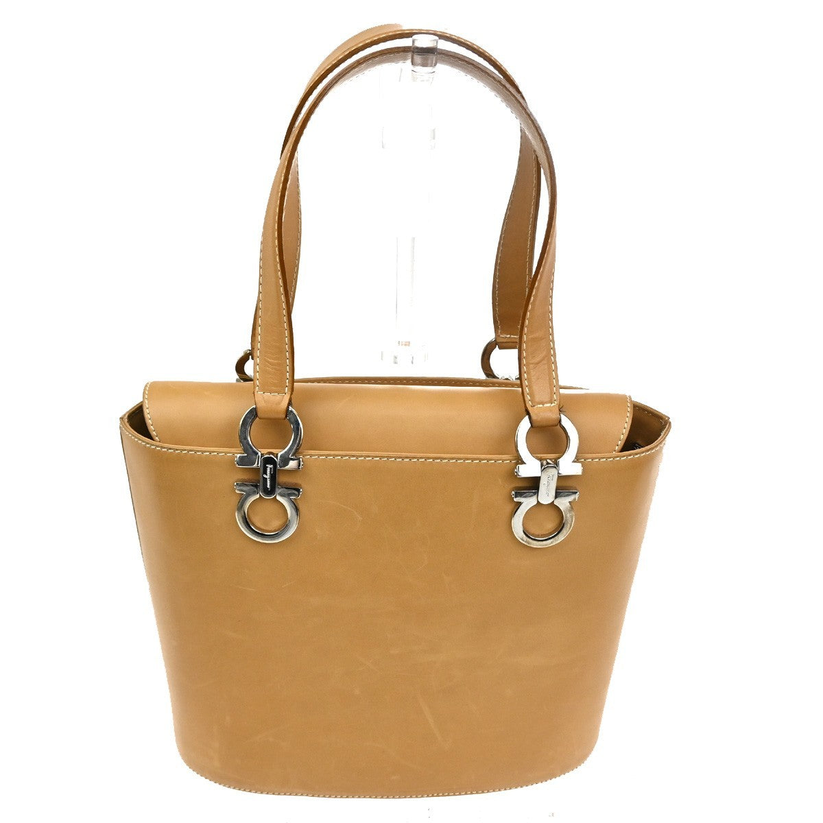 Salvatore Ferragamo Gancini Shoulder Bag Leather, Brown, Leather, Shoulder Bag