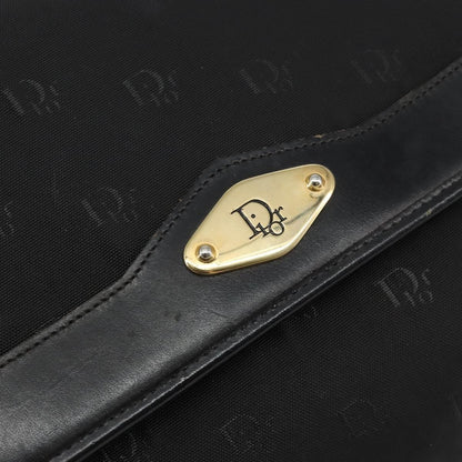 Christian Dior Vintage CD Chain Flap Shoulder Bag Diorissimo Canvas, Black, Nylon, Shoulder Bag