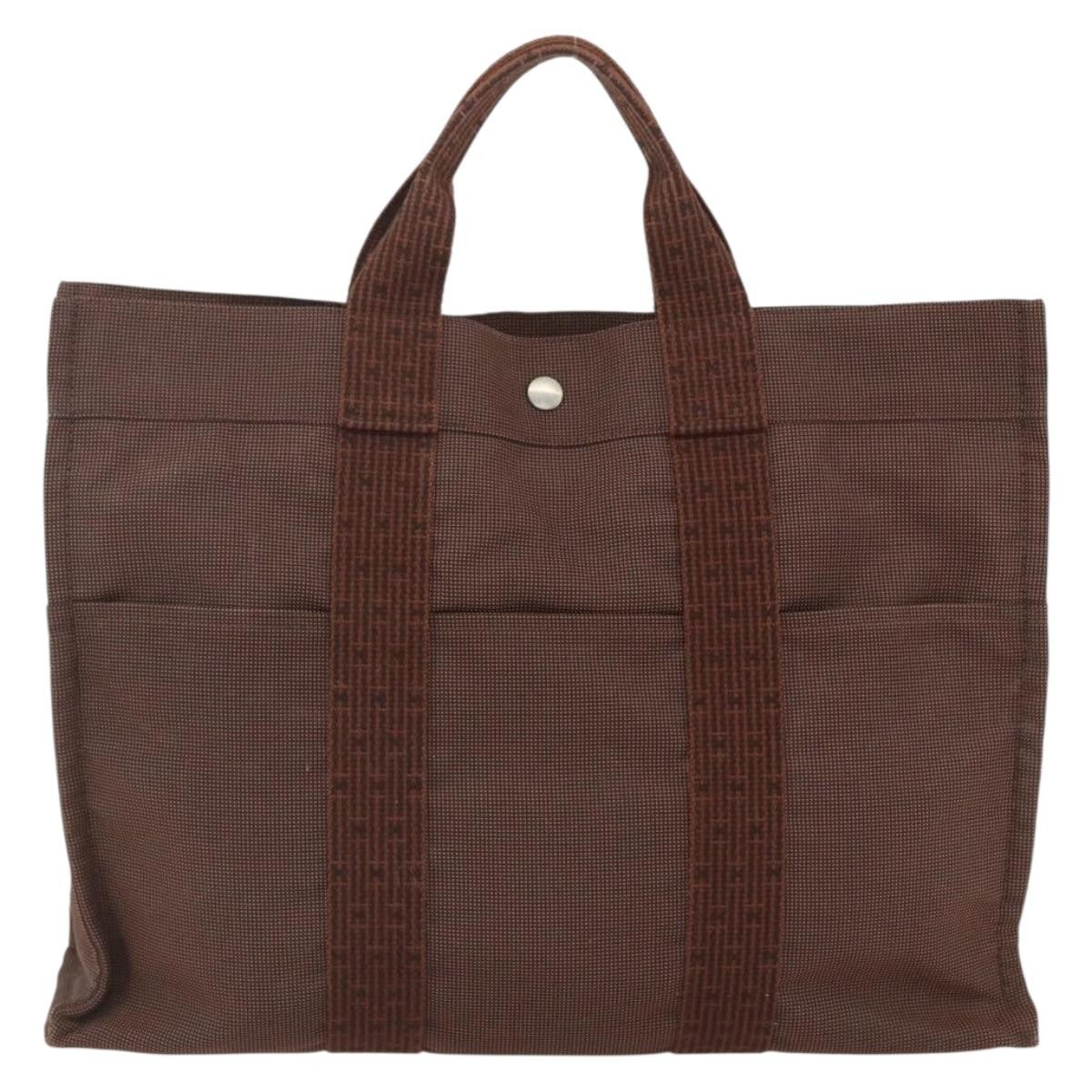 Hermes Fourre-tout Herline Canvas, BROWN, CANVAS, Tote bag