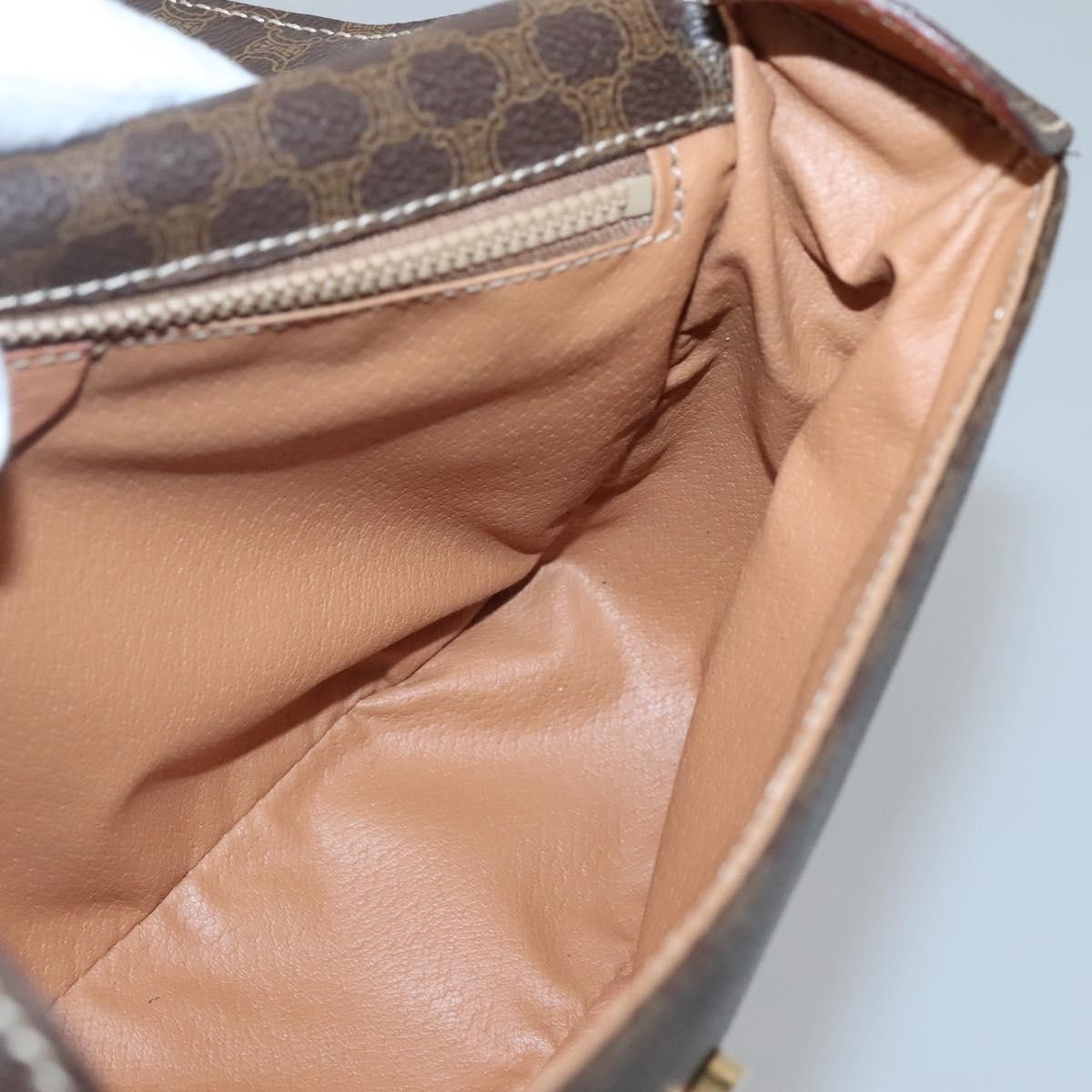 Celine Vintage Macadam Shoulder Bag Canvas and Leather, BROWN, CANVAS, Shoulder bag