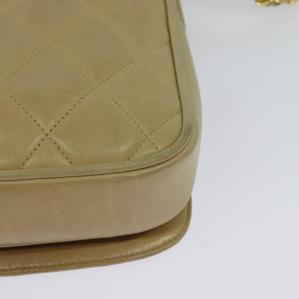Chanel Vintage CC Chain Flap Bag Quilted Lambskin, Beige, Leather, Shoulder Bag