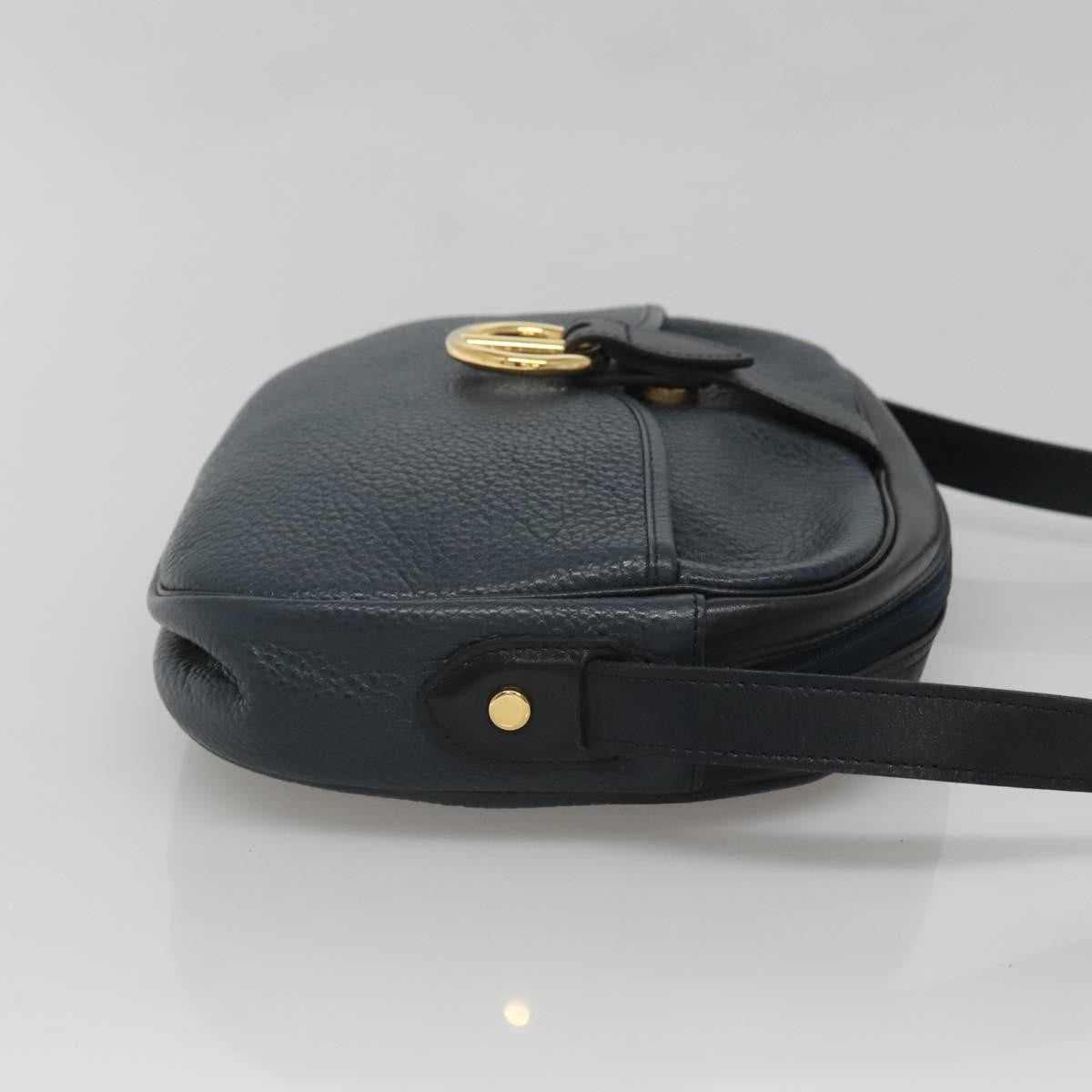 Christian Dior Vintage Flap Crossbody Bag Leather, NAVY, LEATHER, Shoulder bag