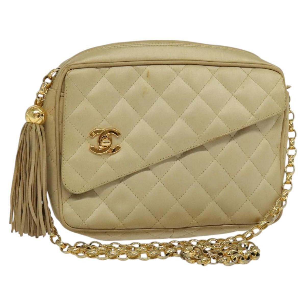 Chanel Vintage Front Pocket Camera Bag Satin, BEIGE, SATIN, Handbag