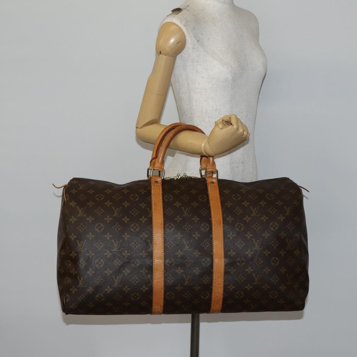 Louis Vuitton Keepall Bandouliere Bag Monogram Canvas, BROWN, CANVAS, Travel bag