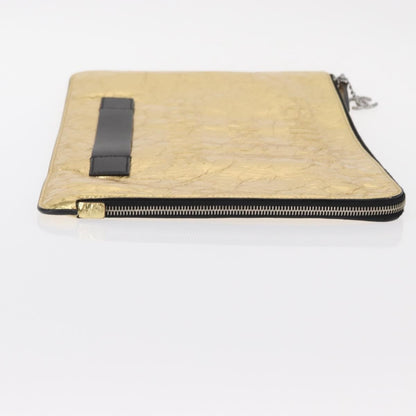 Chanel Feminine Pouch Crinkled Leather, GOLD, LEATHER, Clutche & pouche