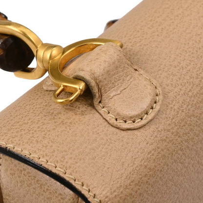 Gucci Vintage Convertible Bamboo Top Handle Bag Leather, BEIGE, LEATHER, Handbag
