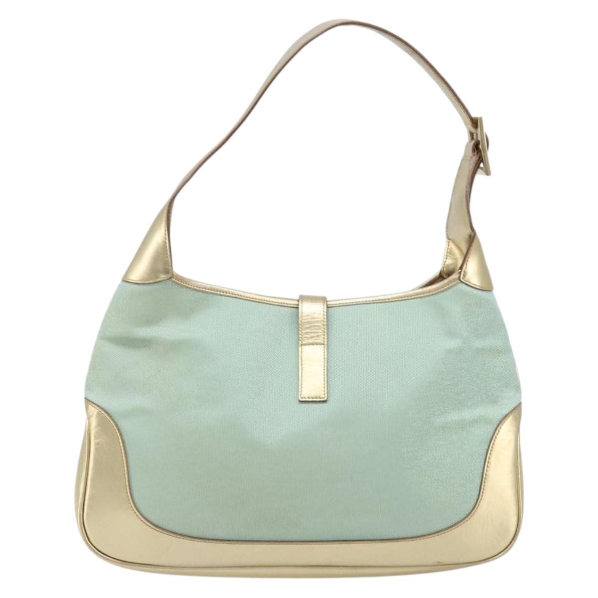 Gucci Vintage Jackie Shoulder Bag Canvas and Leather, Blue, Canvas, Shoulder Bag