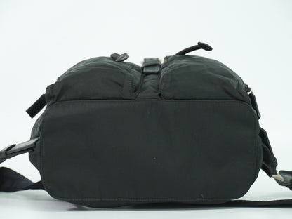 Prada Double Front Pocket Backpack Tessuto, BLACK, NYLON, Backpack