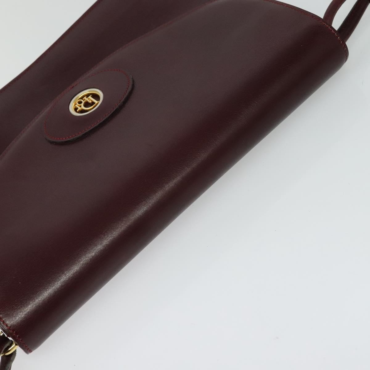 Christian Dior Flap Shoulder Bag Leather, BURGUNDY, LEATHER, Shoulder bag