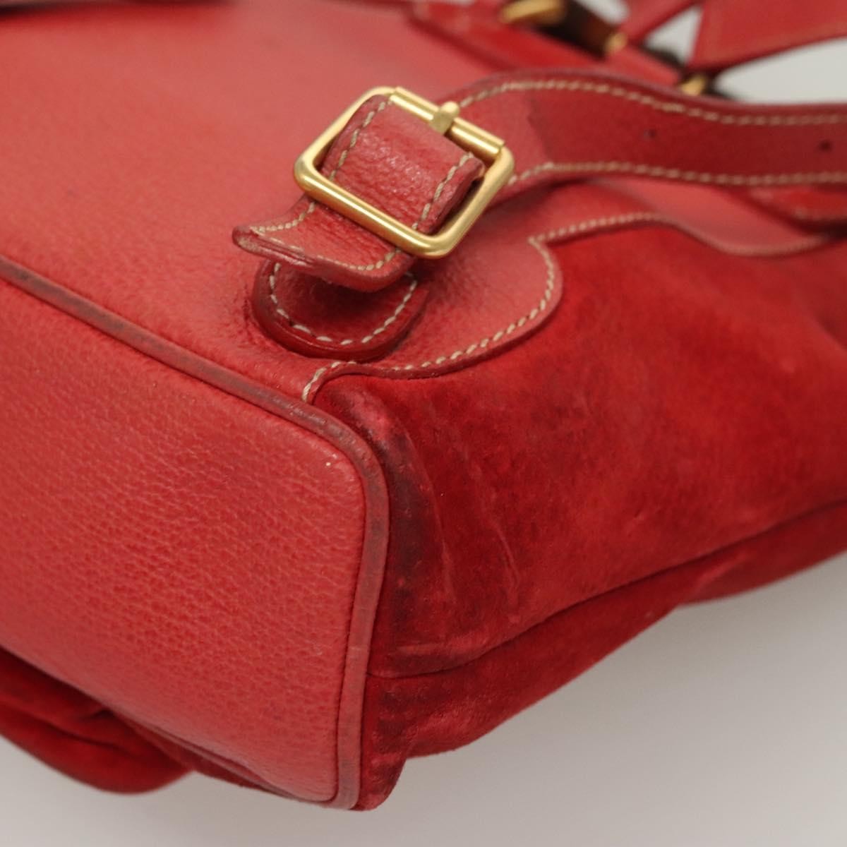 Gucci Vintage Bamboo Backpack Suede, RED, SUEDE, Backpack