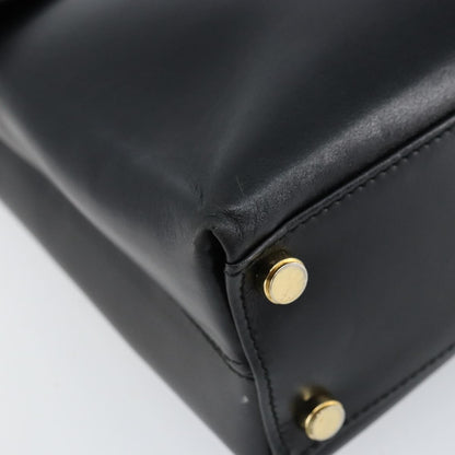Salvatore Ferragamo Convertible Top Handle Bag Leather, BLACK, LEATHER, Handbag