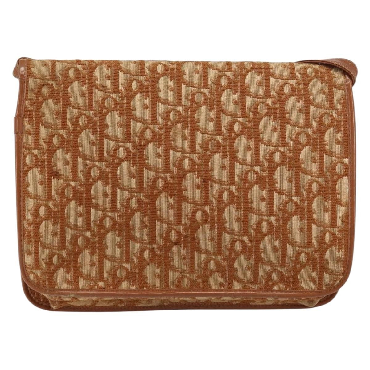 Christian Dior Vintage Trotter Shoulder Bag Canvas, BROWN, CANVAS, Shoulder bag