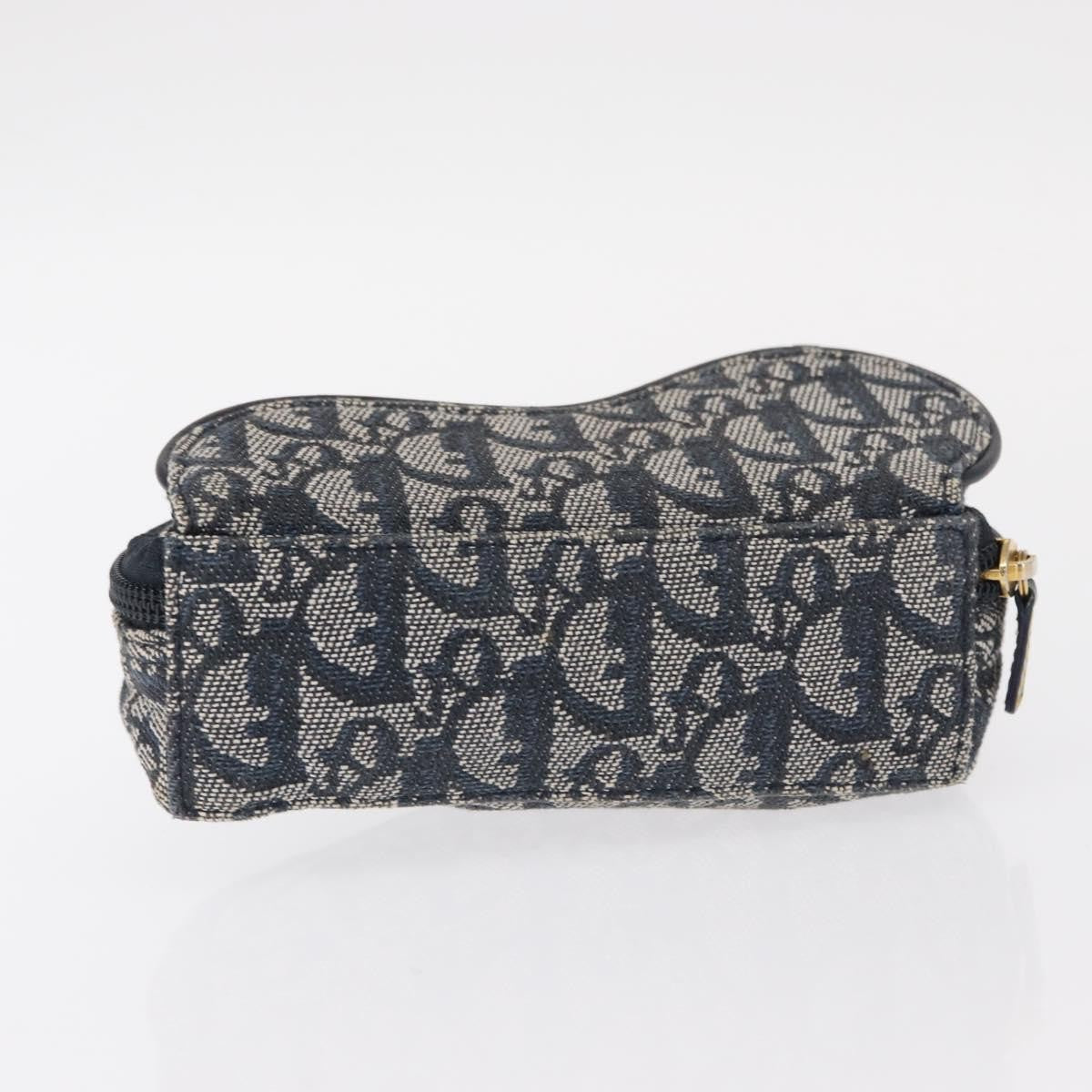 Christian Dior Saddle Zip Pouch Diorissimo Canvas, NAVY, CANVAS, Clutche & pouche