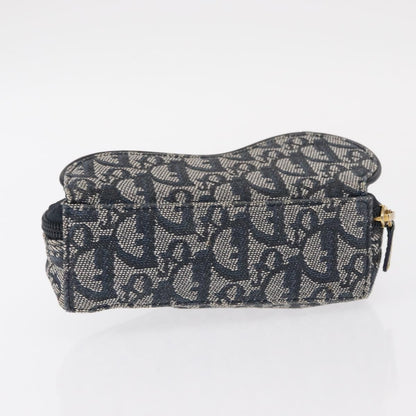 Christian Dior Saddle Zip Pouch Diorissimo Canvas, NAVY, CANVAS, Clutche & pouche