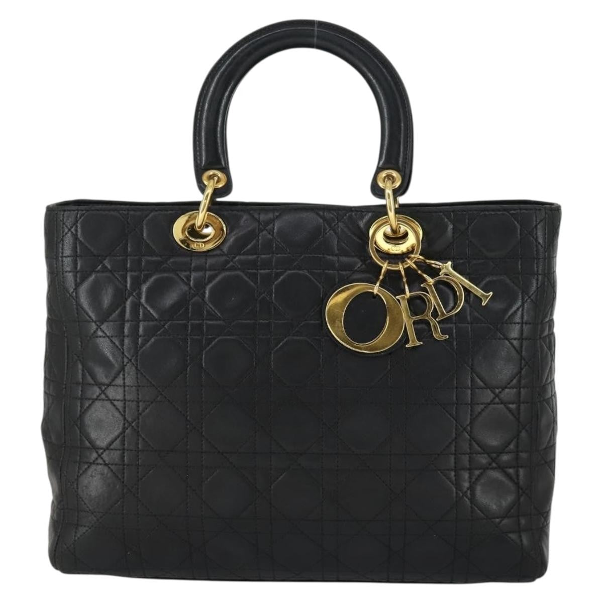Christian Dior Vintage Lady Dior Bag Cannage Quilt Lambskin, BLACK, LEATHER, Handbag